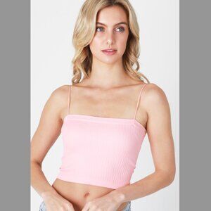New Crystal Rose Pink Spaghetti Strap Crop Top One Size